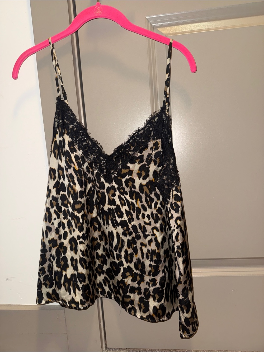 bp Leopard Print Lace Trim Cami in Black and Tan